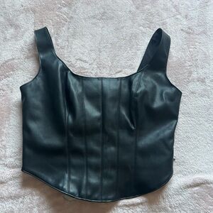 Leather cropped tank top